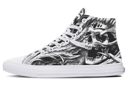 terrifying skull warrior high top canvas shoes