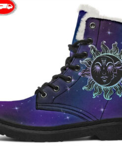 the sun the moon faux fur leather boots