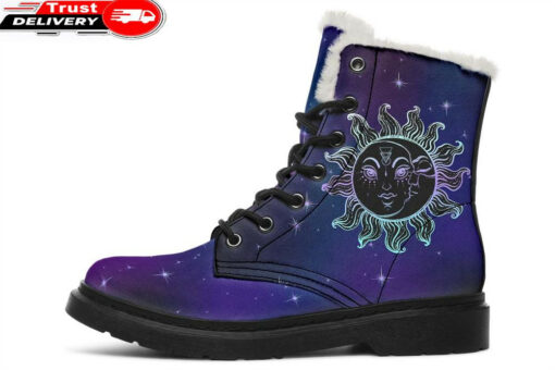 the sun the moon faux fur leather boots
