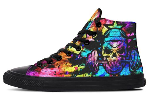 tie dye gym addict high top canvas shoes