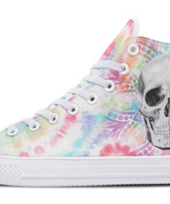 tie dye skull and mandala high top canvas shoes