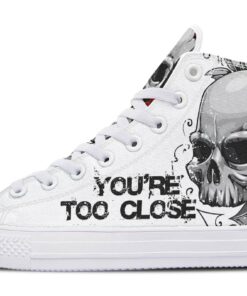 too close skull art high top canvas shoes