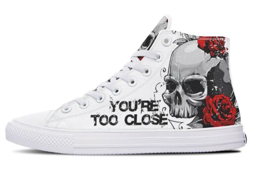 too close skull art high top canvas shoes