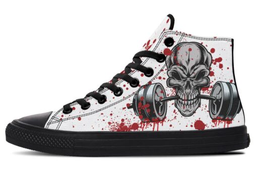 train hard skull high top canvas shoes