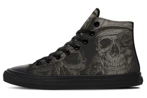 trucker skull and rose high top canvas shoes