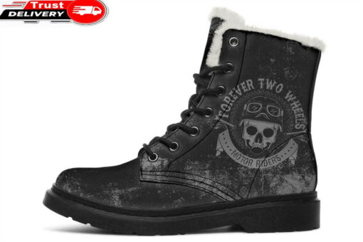 two wheels faux fur leather boots