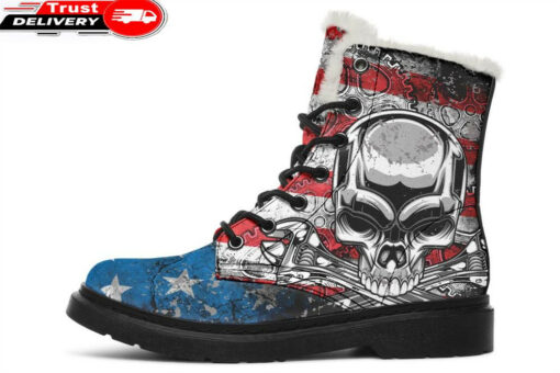 us mechanic faux fur leather boots