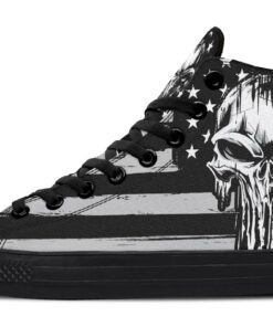 usa punisher black white high top canvas shoes