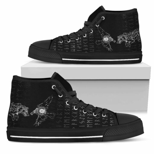 viking high top shoe raven and wolf special tattoo