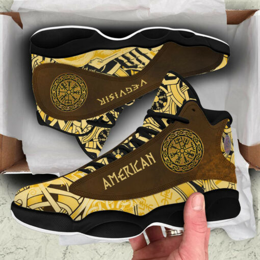 viking vegvisir american gold high top sneakers shoes womensmens a27