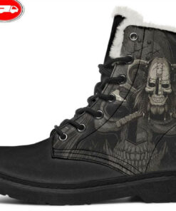 viking warrior faux fur leather boots 1