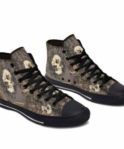 vintage flower skull high top shoes