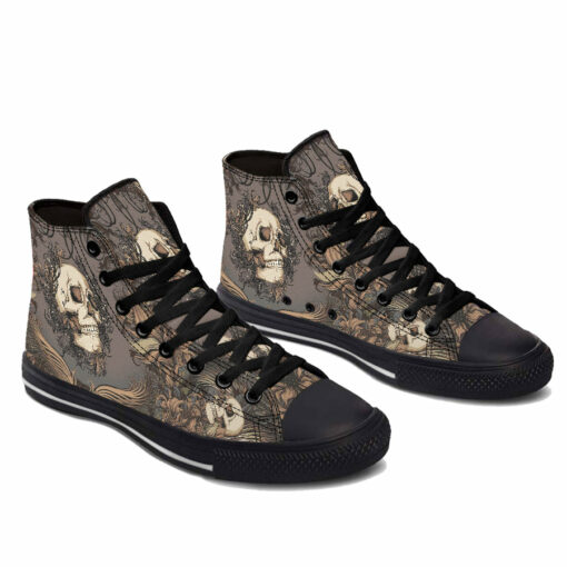 vintage flower skull high top shoes
