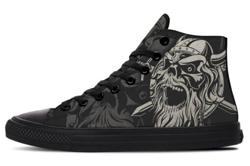 vintage viking skull warrior high top canvas shoes