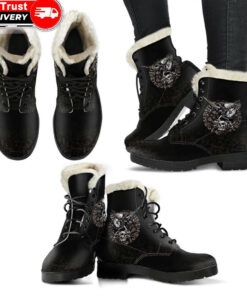 warrior tattoo odin faux fur leather boots 1