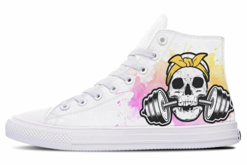 water color splat skull high top canvas shoes