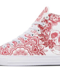watercolor red skull high top canvas shoes