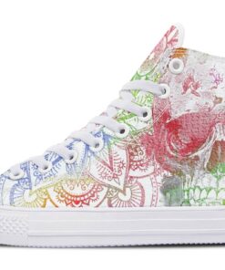 watercolors skeleton high top canvas shoes