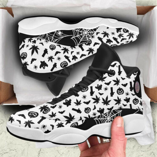 weed halloween weed pumpkin skull ghost pattern 13 sneakers xiii shoes