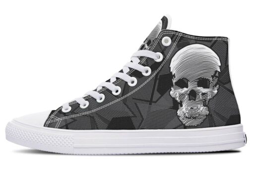 white lines flag high top canvas shoes