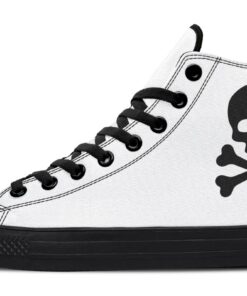 white skull high top canvas shoes