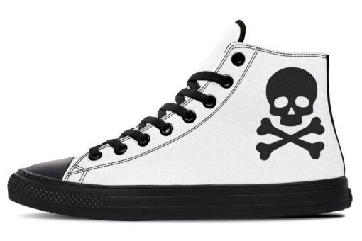 white skull high top canvas shoes