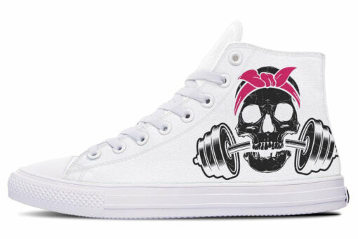 white skull weight high top canvas shoes