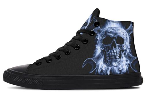 wrench in blue fire high top canvas shoes