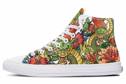 yellow dragon claw high top canvas shoes