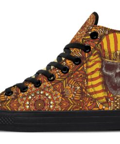 yellow pharaoh skull high top canvas shoes