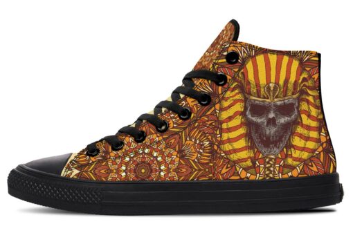 yellow pharaoh skull high top canvas shoes