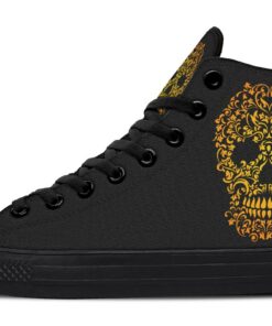 yellow sugar skull high top canvas shoes